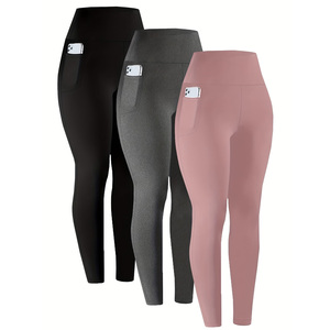 3 Pack Women High Waisted Tummy <b>Control</b> <b>Leggings</b> with Pockets Super Soft Full Length Workout Pants - Product Image 1