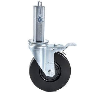 Lot de 4 roulettes pivotantes en caoutchouc robustes pour échafaudage, 5 pouces, matériau TPR, double verrouillage, tige carrée de 1,26 pouce, capacité de 440 lb - Product Image 6