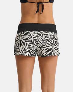 Shorts de bain décontractés pour femmes à imprimé floral, taille mi-haute avec cordon de serrage, poches, en polyester tricoté respirant - Product Image 4
