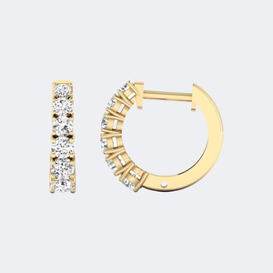 Pendientes de aro tipo huggie con diamantes de corte redondo de 2.00 quilates y engaste de puntas compartidas - Product Image 4