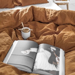 Eco-friendly Linen Sheets Nature Pure Linen <b>Ruffle</b> <b>Bedding</b> Set for Home Hotel - Product Image 2