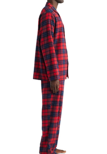 Pyjama d'été rayé pour homme, respirant, confortable, anti-plis, écologique, pantalon en flanelle à carreaux rouges, décontracté - Product Image 3