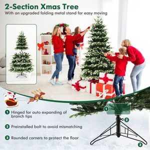Albero di Natale Artificiale Pieghevole da 1,8 m con 350/500 Luci LED e Telecomando - Product Image 4