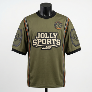 เสื้อฟุตบอลชาย 180 GSM ผ้าโพลีเอสเตอร์ตาข่ายสีเขียวเซจ โลโก้ปักแบบ Tackle Twill เสื้อยืดคอตตอน 100% สำหรับผู้ชาย ทรงหลวม พิมพ์ลาย - Product Image 2