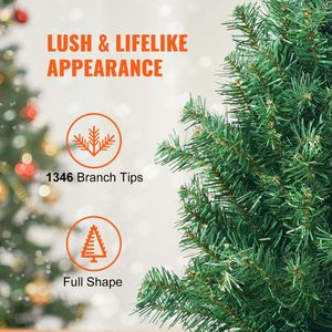 Albero di Natale Artificiale Preilluminato da 2,3 m con Decorazioni Festive, 550 Luci LED Multicolore e 1346 Punte di Rami in PET PVC - Product Image 3