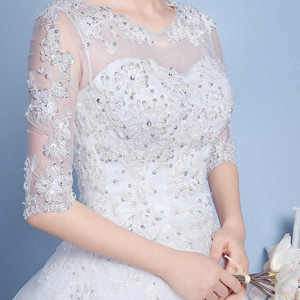 Elegant <b>White</b> Satin Bridal Gown Maxi Length Vintage Design Floral Pattern Embellishments Eco-Friendly High Quality Formal Party - Product Image 3