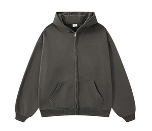 Sweat à capuche zippé épais vierge, coupe oversize et carrée, en molleton de coton, style streetwear, OEM, marque privée, personnalisé, 500 GSM, vêtements en gros pour hommes, DDP - Product Image 6