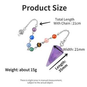 Péndulo de 7 Chakras Pulido, Cristal de Cuarzo para Sanación, Punto de Cristal para Adivinación, Piedra de Reiki para Sanación Energética, Feng Shui Ruhi - Product Image 5