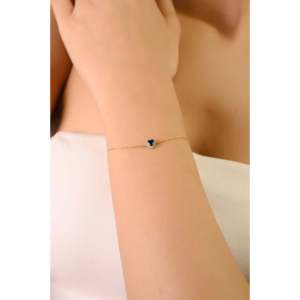 14K <b>Solid</b> <b>Gold</b> Heart Cluster Diamond & Sapphire Bracelet VVS2 Clarity IGI Certified - Product Image 3