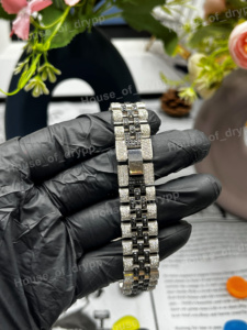 Pulsera de Reloj Hip Hop Negra con Diamantes de Moissanita VVS de Acero Inoxidable Iced Out Bling - Product Image 4