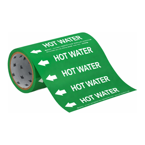 Marcador Flexible para Tuberías de Agua Caliente de 8 pulgadas x 30 pies Rojo/Blanco para Tuberías de Alta Temperatura de Brady - Product Image 3