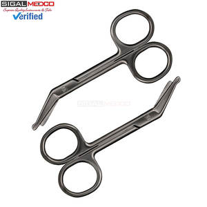2 Tijeras para Ostomía y Vendajes, 4.3 x 2.1 Pulgadas, Curvas, de Acero Inoxidable Negro, para Médicos, Enfermeras y Cuidado en el Hogar - Product Image 1