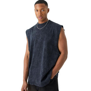 Débardeur homme été haute qualité 100% coton, logo personnalisé et délavage acide, respirant, pour la gym, décontracté, sans manches. - Product Image 1