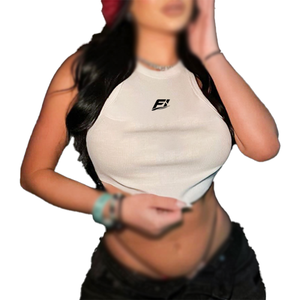 Camiseta Corta de Tirantes Acanalada para Mujer con Logotipo Personalizado, Top Deportivo Casual sin Mangas con Cuello Alto para Verano - Product Image 2