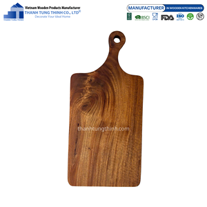 Plateau de service en bois d'acacia Thanh Tung Thinh avec poignée, pour usage résidentiel et commercial, fabriqué par un fabricant certifié pour les produits alimentaires. - Product Image 2