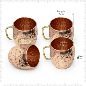 Ensemble de 4 mugs Moscow Mule en cuivre martelé, vaisselle en métal gaufré avec poignée pour la maison, les fêtes, les restaurants, les bars, mug à bière en cuivre - Product Image 4