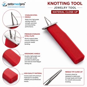 Outil de nouage en plastique rouge pour la fabrication de bijoux, outil de perlage et de chaînage pour la création de bijoux Zetomed Pro - Product Image 2