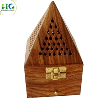 Surlacer l'image pour zoomer - Boîte à encens en bois, brûleur d'encens triangulaire, brûleur d'encens en forme de pyramide, brûleur de bahour en bois