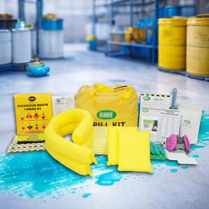 Kit Completo de Respuesta a Derrames Químicos de 45 Litros, Almohadillas Absorbentes Amarillas para Materiales Peligrosos, Calcetines para Fugas de Ácidos y Álcalis, Control de Seguridad en Emergencias - Product Image 1
