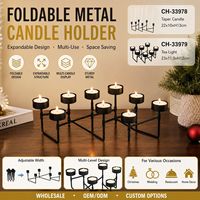 Candelabro Moderno Plegable de Metal con Múltiples Brazos Ajustables para Centro de Mesa, Venta al por Mayor