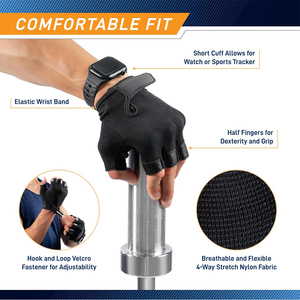 Gants rembourrés en cuir avec languettes de traction pour hommes et femmes, durables, ajustables pour la musculation, le cyclisme, la gym et l'entraînement - Product Image 3