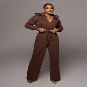 ชุดกันเหงื่อสไตล์สตรีท,ชุดเสื้อครอปและบรามีซิปสีน้ำตาลพร้อมกางเกงเย็บริมแบบตรงแฟชั่น - Product Image 3