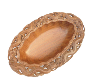 Bol de service en bois sculpté artisanal pour fruits secs, collations, décoration intérieure, centre de table rustique - Product Image 4