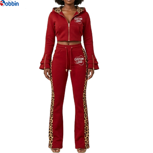 Conjunto Deportivo Personalizado de Moda para Mujer, Estampado de Leopardo, Sudadera con Capucha y Cremallera, Pantalones Deportivos Anchos de Manga Larga, Ropa Deportiva Informal de 2 Piezas - Product Image 4