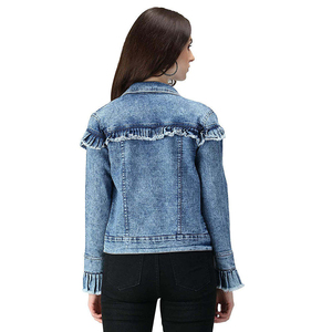 Best Selling Women <b>Denim</b> <b>Jacket</b> Stylish Casual <b>Denim</b> Fashion Wear with Personalized Branding Factory Direct Manufacturing - Product Image 5