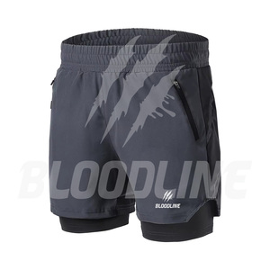 Pantalones Cortos Deportivos de Secado Rápido para Hombre BLOODLINE, Cintura Elástica Media, Bolsillos Delanteros con Cremallera y Logotipo, Largo Bermuda, Estampado de Camuflaje, Casuales, PU - Product Image 3