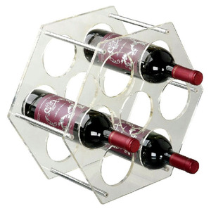 Inserto de estante de vino acrílico de espacio pequeño para gabinete construido en variedad modelo encimera botella de mesa con soporte de madera de vidrio - Product Image 3
