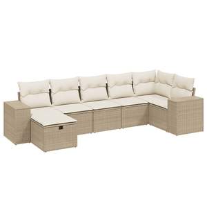 Grande divano da giardino in Poly Rattan Beige con mobili da esterno Premium in acciaio verniciato a polvere - Product Image 2