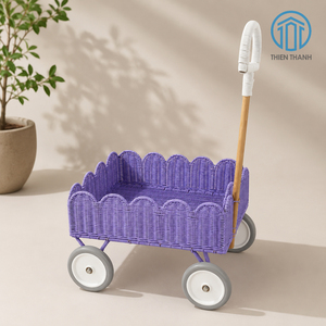 Cochecito de Mimbre Hecho a Mano para Muñecas, Juguete de Ratán, Carrito de Juego para Niños, Decoración para Cuarto de Bebé - Product Image 1