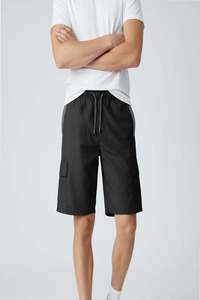 Pantalones Cortos Cargo Negros para Hombre, Cómodos y Holgados, con Bolsillos, de Alta Calidad, Duraderos, 100% Algodón, Ligeros, de Secado Rápido, para Verano - Product Image 3