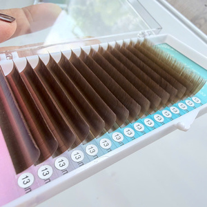 Extensions de cils individuels faits à la main Nhu Y NY16, volume complet, application facile, marque privée, en fausse fourrure de vison et soie, pour la beauté des yeux, vente en gros - Product Image 1