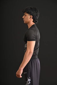 Black Men's Short Sleeve Crew Neck T-Shirt with Dragon Print Logo Embroidery Feathers Quick Dry <b>Polyester</b> Elegant Casual Wear - Product Image 3