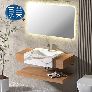 <span class=keywords><strong>Mobile</strong></span> <span class=keywords><strong>Bagno</strong></span> Sospeso di Lusso con Lavabo Semi-Incassato in Pietra Sinterizzata per Hotel - Product Image 3