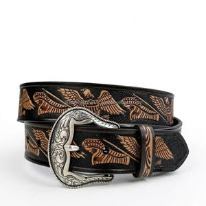 Cinturón de Cuero Genuino Estilo Western con Grabado Floral y Diseño Tallado para Hombre y Mujer - Product Image 4