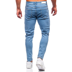 Pantalones Vaqueros de Mezclilla para Hombre, Material de Algodón, Corte Ajustado, Elásticos, Casuales, Azules, Venta al por Mayor, Logotipo Personalizado, Servicio OEM, Ropa Masculina de Verano - Product Image 4