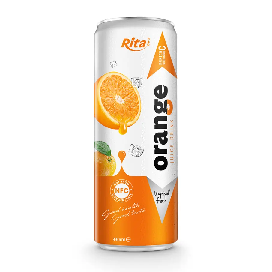 330ml Dose Orangensaft von Vietnam Lieferant Hochwertiges, getränk freies Design etikett