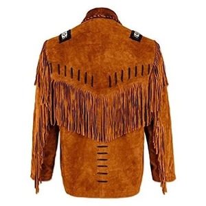 Chaqueta de Cuero Estilo Vaquero para Hombre, con Flecos, Cuello Alto, Cierre de Cremallera, Estilo Urbano, Resistente al Viento, Transpirable y Ecológica - Product Image 1