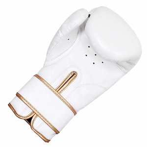 Guantes de Boxeo de Cuero Blanco Personalizados de 12oz con Cierre de Velcro, Diseño Transpirable, Unisex para Adultos, Diseño de Logotipo Personalizado - Product Image 5