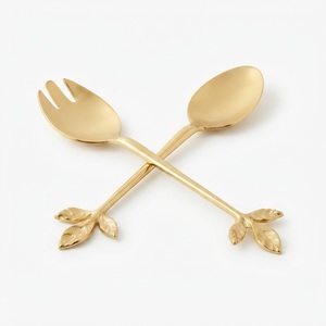 Modern Wave Handle Stainless Steel Salad <b>Servers</b> Set Luxury Mirror Polished Salad Serving Spoon and Fork Heavy Duty <b>Buffet</b> - Product Image 3