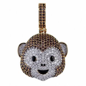 Collier pendentif iphone le singe emoji pour hommes et femmes, hip hop, diamant simulé, plaqué or argent, bijoux emoji - Product Image 3