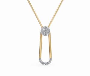 Pendentif élégant en forme de U en diamant de laboratoire, finition or, bijoux raffinés - Product Image 2