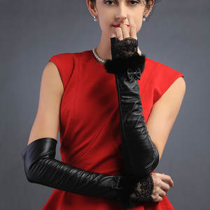 Fashion Fingerless Lace <b>Ladies</b> Arm Length Long <b>Leather</b> <b>Gloves</b> - Product Image 6