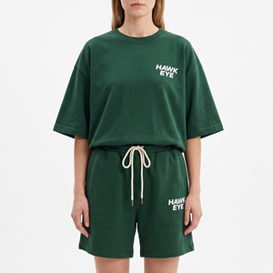 Ensemble deux pièces décontracté d'été pour femme : T-shirt ample et short de motard assorti – Tenue de voyage pour femme - Product Image 1