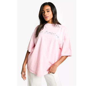 เสื้อยืดโอเวอร์ไซส์ผู้หญิง ทรงหลวม ไหล่ตก แขนสั้น สีพื้น ผ้าฝ้ายนุ่ม สไตล์ลำลอง สำหรับฤดูร้อน - Product Image 5