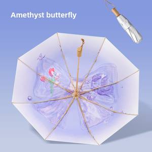 Sombrilla de Doble Capa con Protección UV para Mujer, 70% de Apertura Manual, Parasol Plateado de Titanio 8k, Moderno y de Alta Estética - Product Image 6