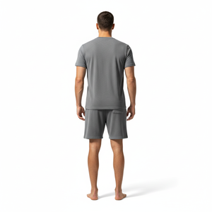 Ensemble T-shirt et short décontracté d'été pour homme, en coton éponge 100 % écologique, coupe classique, avec logo personnalisé, couleurs et tailles au choix - Product Image 2